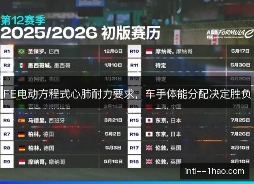 FE电动方程式心肺耐力要求，车手体能分配决定胜负